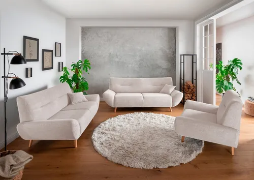 Home affaire Polstergarnitur Drago elegant und zeitlos, komfortabel, moderne Formensprache, (Set, 3-tlg., 3-Sitzer, 2-Sitzer und Sessel), Set 3-2-1, bequem, versch. Stoffe, inkl. 2 Zierkissen
