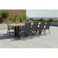 HARTMAN Sondermodell Yasmani/Alice Comfort Garten-Essgruppe, xerix, Alu/Teakholz, 240x100cm, 8 Klappstühle