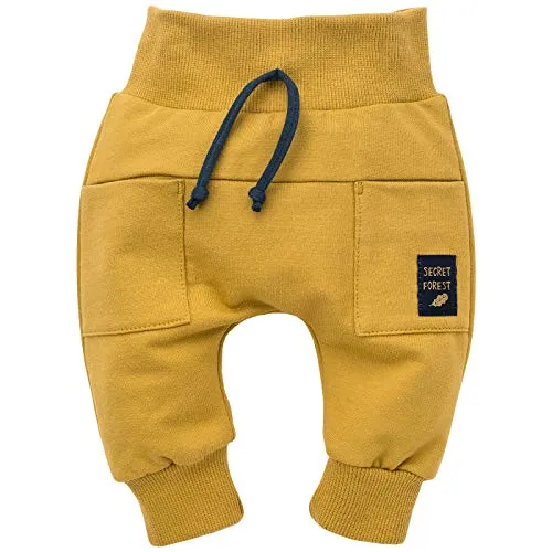Pinokio - Secret Forest - Baby Kinder Jungen Hose 100% Baumwolle Gelb Pumphose Jogginghose Haremshose Unisex Schlupfhose 62-104 cm (74 cm, 6-9m, Gelb)