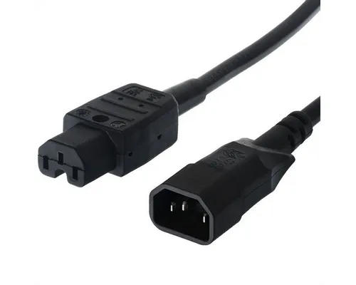 Bachmann Netzkabel Kaltgerätestecker-Stecker auf Warmgeräte-Kupplung Stromkabel, IEC320 C14, Kaltgeräte, 10A Männlich (Stecker), IEC320 C15, Heißgeräte, 10A Weiblich (Buchse) (100.0 cm), IEC320 C14/C15, 356.1260