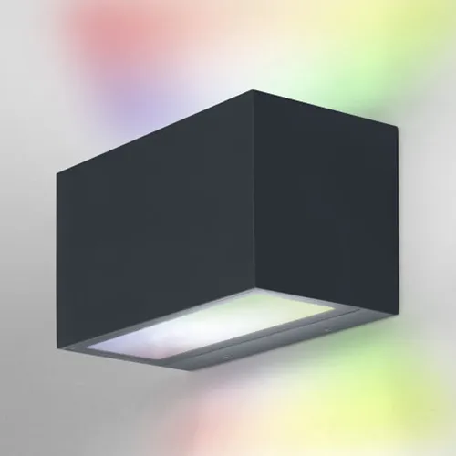 Osram SMART+ WiFi Brick Wide LED Wandleuchte Up/Down Dunkelgrau - Moderne LED Wandleuchte in Dunkelgrau mit breitem Up/Down-Licht, wetterfest für Außenbereiche. Stufenlos dimmbar und mit 16 Millionen RGB-Farben steuerbar über App oder Sprachassistent.