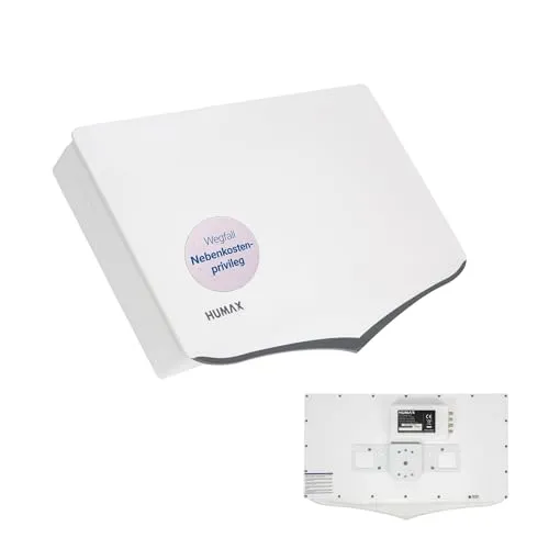 HUMAX Flat H40D4 Flachantenne mit Quad LNB - SAT-Antenne für 4 Teilnehmer, wetterfest und ideal für Balkon oder Camping, bietet umfassenden Empfang wie eine 60 cm Schüssel.