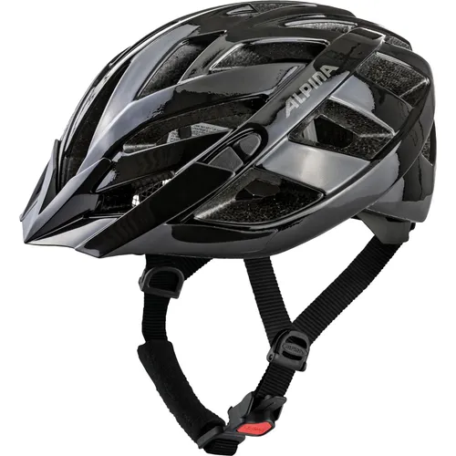 Alpina Panoma Classic Black Gloss 56 - Fahrradhelm mit klassischem Design, ideal für schmale Köpfe, optimale Belüftung und anpassbares Run System Classic für perfekten Sitz.