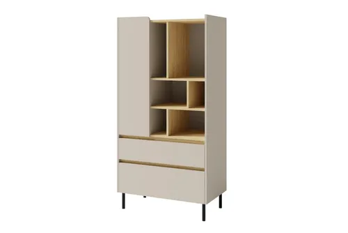 Deine Möbel 24 Hochkommode LIBU 06 (Set, 2 St.) - Hochkommode der LIBU-Kollektion in sandbeige, ideal für Kinder- und Jugendzimmer. Mit 2 Schubladen und 1 Drehtür bietet sie viel Stauraum und einfache Montage.