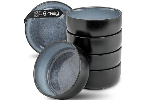 Moritz & Moritz Dessertschale VIDA blau - 6-tlg. Müslibowl Set aus Porzellan - Elegantes Geschirrset für 6 Personen, spülmaschinen- und mikrowellenfest. Ideal für Müsli, Suppen und Snacks – perfekt für den täglichen Einsatz!