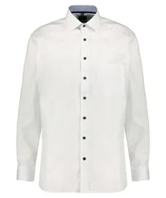 OLYMP Herren Businesshemd Langarm Luxor, Einfarbig, Modern Fit in Weiß - Herrenhemden mit modern fit Passform und Global Kent Kragen. Pflegeleicht und ideal für den anspruchsvollen Business-Alltag.