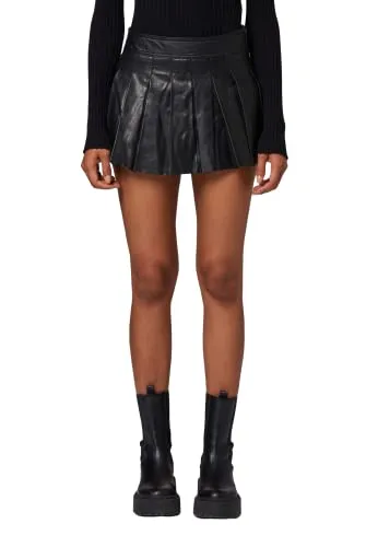 Ricano Plated Skirt Damen Lederrock - Damen Rock aus hochwertigem Lammnappaleder, gefüttert und ideal für den Freizeitlook. Der stilvolle Minirock mit Reißverschluss und Falten sorgt für einen klassischen Auftritt.