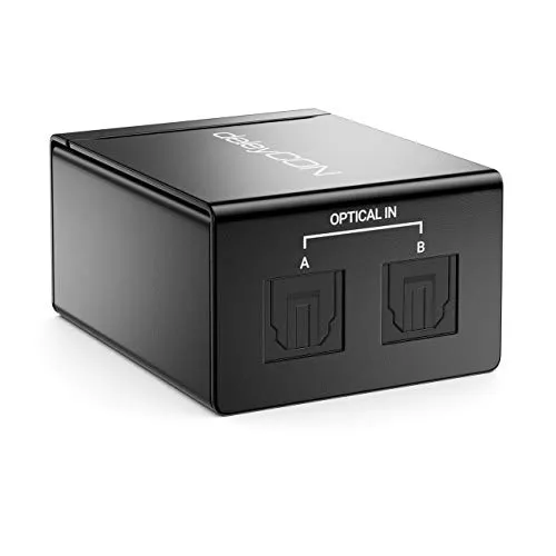 deleyCON Audio/Video Matrix-Switch 2x1 Toslink SPDIF - Praktischer Audio Verteiler mit 2 Eingängen für eine einfache Signalumschaltung, ideal für den täglichen Einsatz in der Heimkino-Anlage.