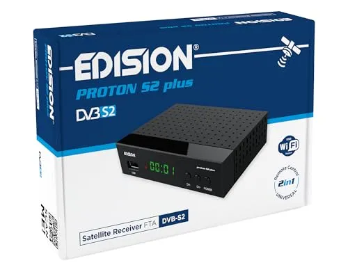 EDISION Proton S2 Plus Full HD Satelliten Receiver - TV-Receiver mit 2in1 Komfort-Fernbedienung, Unicable tauglich und ideal für den Empfang aller freien TV und Radiosender über Satellit.