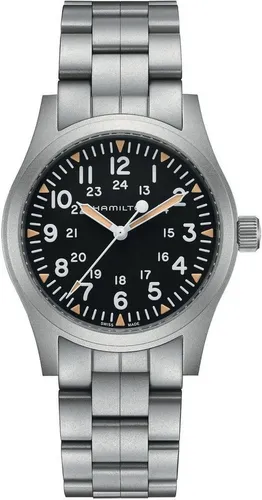 Hamilton Khaki Field Mechanical Armbanduhr - Armbanduhr für Herren mit mechanischem Uhrwerk und Saphirglas, klassischer Stil und wasserdicht bis 50 m, ideal für Abenteuer und Alltag.