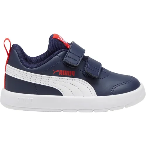 PUMA Jungen Unisex Kinder Courtflex V3 V Inf Sneaker - Sneaker für Jungen mit Klettverschluss, ideal für flexible Bewegungen dank der EVA-Zwischensohle und atmungsaktivem Netzstoff.