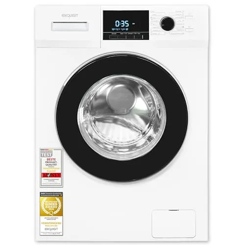 Exquisit Waschmaschine 9kg, Energieeffizienzklasse A, 16 Programme - Waschmaschine für Familien mit 9 kg Fassungsvermögen und 16 Programmen. Spart Zeit und Kosten, bietet Aquastop für Sicherheit und eine benutzerfreundliche Bedienung.