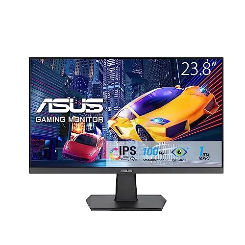ASUS VA24EHF - 23,8" FHD IPS Monitor mit 100Hz und 1ms Reaktionszeit, ideal für Gaming und Augenschutz durch EyeCare-Technologie