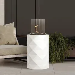 muenkel design Ori Ethanol Feuerstelle für Innen- und Außenbereich - Weiß - Elegante Ethanol Feuerstelle für drinnen und überdachte Außenbereiche, aus widerstandsfähigem Polyethylen, mobil und umweltfreundlich, ideal für stimmungsvolle Atmosphäre.