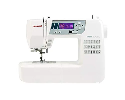 Janome Nähmaschine 230 DC Computer - Computer-Nähmaschine mit 30 Stichen, ideal für kreative Projekte. Automatische Knopflöcher und LCD Display sorgen für müheloses Nähen, auch bei dickeren Stoffen wie Jeans.