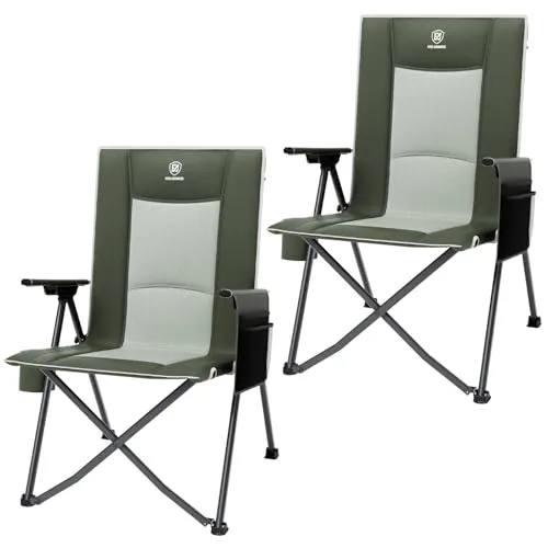 EVER ADVANCED Campingstuhl Faltbar Rückenverstellbar in 4 Positionen 160KG Belastbar, Klappstuhl Recliner Campingstuhl Klappbar mit Seitentasche & Getränkehalter, Angelstuhl für Camping Garten Balkon