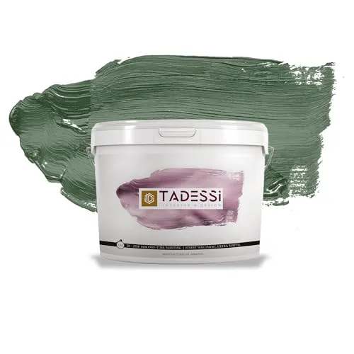 Tadessi Wandfarbe Grün Color Vista Waldgrün Matt 2.5 l - Hochwertige Wandfarbe in modernem Sage Green für stilvolle Wände. Hohe Deckkraft und einfache Anwendung auf verschiedenen Oberflächen – ideal für jeden Raum.