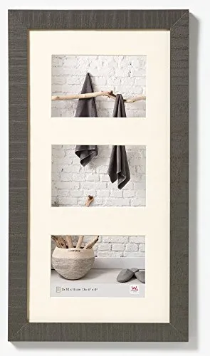 walther design Bilderrahmen grau 3x 10x15 cm Galerie mit Passepartout, Home Holzrahmen HO315D