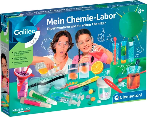 Clementoni® Experimentierkasten Galileo Lab - Mein Chemie-Labor - Chemiebaukasten für junge Entdecker ab 8 Jahren, inklusive umfangreicher Ausstattung und bebilderter Anleitung für spannende Experimente.