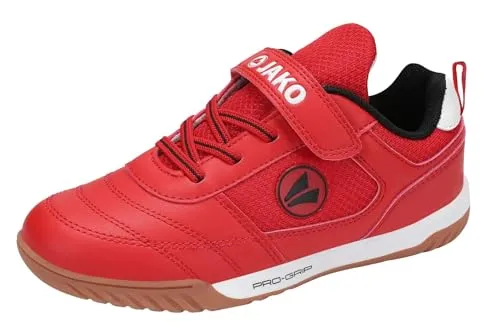 Jako Hallen-Fußballschuhe "Winger" in Rot - Größe 35 - Hochwertige Hallen-Fußballschuhe mit atmungsaktivem Obermaterial und praktischem Klettverschluss. Ideal für den Einsatz in der Halle, mit rutschfester Gummisohle für optimalen Halt.