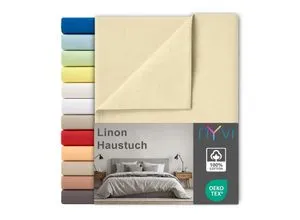 NYVI Linon Deluxe Bettlaken 150x250 cm - Atmungsaktive Baumwolle in Creme - Vielseitiges Bettlaken aus 100% Baumwolle für optimalen Komfort. Ideal als Betttuch oder Sommerdecke, sorgt es für ein angenehmes Hautgefühl und ist perfekt für Dein Zuhause.