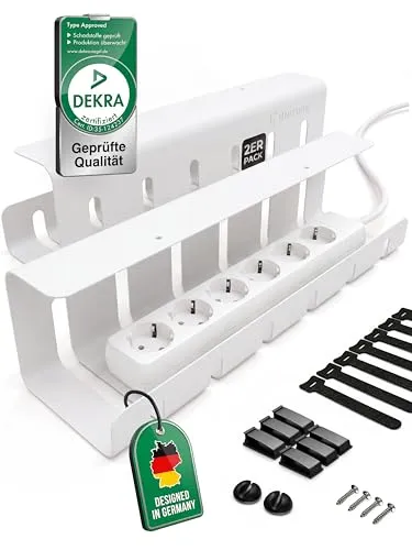 UNITURE® Kabelkanal Schreibtisch - 2er Set für perfekte Kabelorganisation - Kabelkanäle für Schreibtische, DEKRA zertifiziert, reduzieren Kabelsalat und sorgen für eine elegante Verlegung von Strom- und Datakabeln.