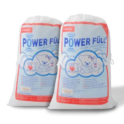 POWER FÜLL Füllwatte 1,25 kg – Hochwertiges Stopfmaterial für Kissen & Stofftiere - Premium Füllmaterial aus hochentwickelter, silikonisierter Hohlfaser für optimale Füllkraft. Waschbar bis 95°C, allergikerfreundlich und ideal für kreative Bastelprojekte.