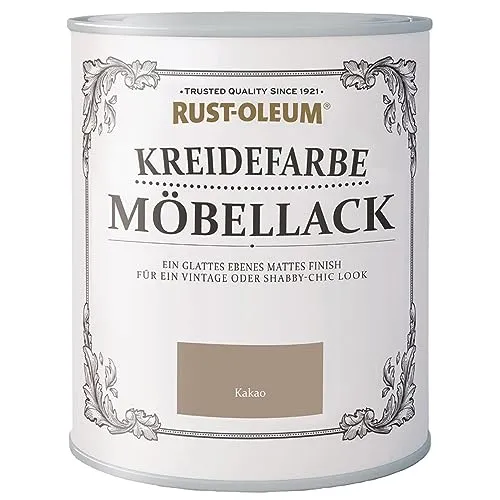 Rust-Oleum Kreidefarbe Möbellack Kakao 750ml - Shabby Chic Look - Lack für Möbel und Dekoartikel, wasserbasiert und nahezu geruchsfrei. Ideal für einen neuen Vintage Look mit nur einem Anstrich, ganz ohne Grundierung!