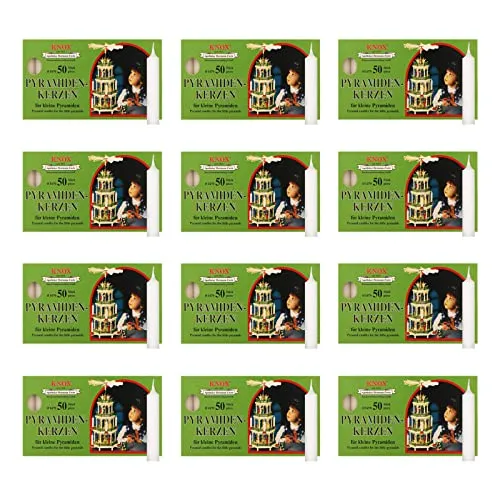 OLShop AG Knox Pyramidenkerzen weiß, 12er Pack (12 x 50 Stück), Größe: ca. 14 x 70 mm Weihnachtskerzen