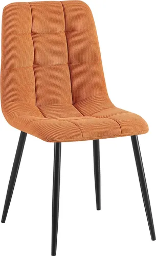 CLP Esszimmerstuhl Tilde - Gepolstert & Steppdesign, bis 150 kg, orange Cord - Esszimmerstuhl Tilde vereint hohen Sitzkomfort mit modernem Design. Der strapazierfähige Bezug und das stabile Metallgestell sorgen für Langlebigkeit und stilvolle Akzente in Ihrem Wohnraum.