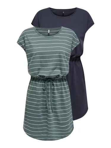 ONLY ONLMAY LIFE S/S DRESS 2 PACK CS JRS - Sommerkleider im 2er-Pack, flexibel taillierbar für eine individuelle Passform und perfekten Tragekomfort, ideal für jeden Anlass.