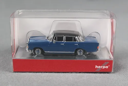 HERPA 430739-004 H0,1:87 Mercedes-Benz 200 Heckflosse, blau/schwarz NEU 2025!