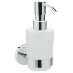 Hansgrohe Logis Universal Lotionsspender 41714000 - Eleganter Seifenspender aus Messing mit Glaseinsatz, ideal für Wandmontage und perfekt für eine stilvolle Badezimmergestaltung.
