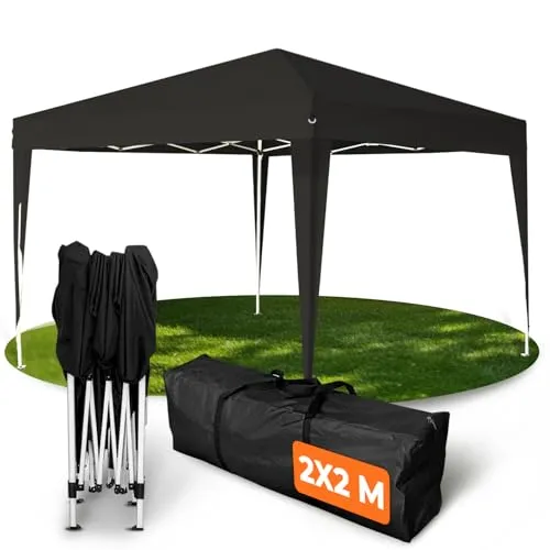 Kronenburg Faltpavillon 2 x 2 m - wasserdicht und UV Schutz 50+ - Gartenlauben: 100 % wasserdichter Faltpavillon mit UV-Schutz 50+, ideal für den Garten oder Events. Inklusive Tragetasche und Zubehör für einfachen Transport und Aufbau.