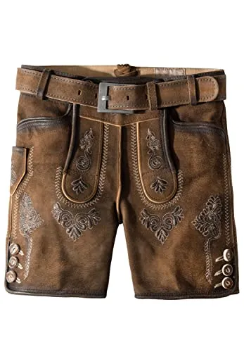 Stockerpoint Trachtenkids Kinder Santo Trachtenlederhose, Stein geäscht, 146-152