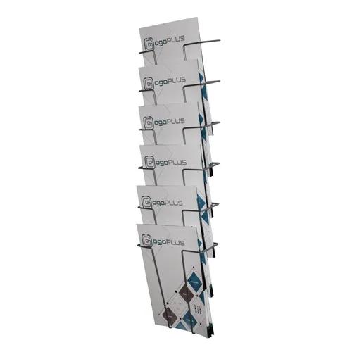 ogoPLUS Zeitungsständer 6 Fach Din A4 Hochformat - Zeitungsständer für Wandmontage, 6 Fächer für bis zu 100 Flyer pro Fach, ideal für eine übersichtliche Präsentation von Infomaterialien.