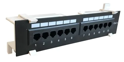 DSIT Serverschrank CAT 5e Wand Patchpanel 12-fach UTP - Servergehäuse mit 12 RJ45-Anschlussbuchsen für eine übersichtliche und einfache Netzwerkverlegung. Ideal für kleine Installationen, platzsparend und funktional.