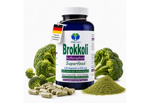 VitalLeben Brokkoli Broccoli Antioxidantien & Vitamine OHNE Zusatzsttoffe Kapseln, 1 er Dose à 120 St., 56,4 g, Art. 26820-120
