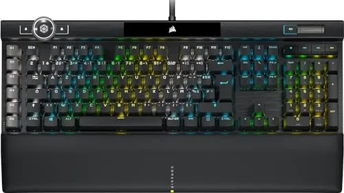 Corsair K100 RGB OPX Gaming-Tastatur - Schwarz - Gaming-Tastatur mit optisch-mechanischen Schaltern für blitzschnelle Reaktionszeiten, AZERTY Layout und beeindruckender RGB-Beleuchtung.
