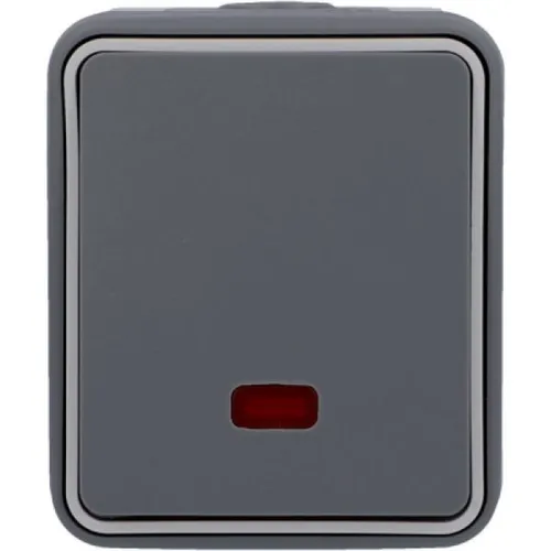 Unitec Taster beleuchtet Feuchtraum Mini, dunkelgrau, Aufputz  Taster