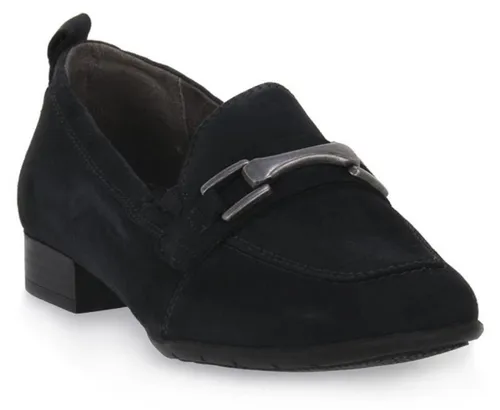 Tamaris COMFORT Damen Loafer - Stilvolle Business Slippers aus Leder, Blau (Navy Suede), 39 EU - Slipper & Mokassins für Damen mit Wechselfußbett für individuellen Komfort und optimaler Passform, ideal für Büro und elegante Anlässe.