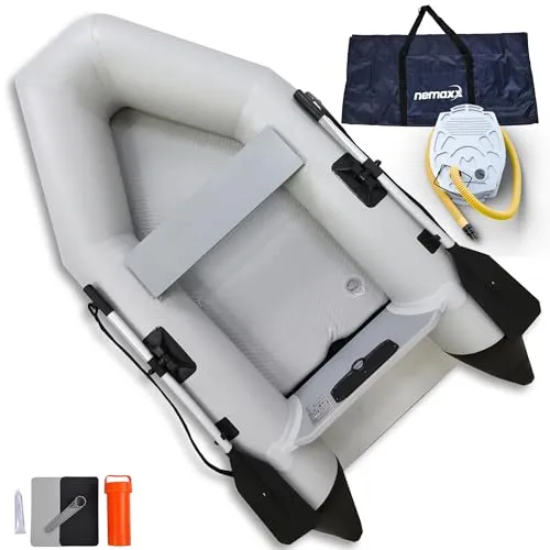 Nemaxx Professional Schlauchboot 230 cm - Paddelboot für 2 Personen, aufblasbar und ideal für Sport und Angeln, inkl. 2 Paddel, Tasche und Fußpumpe