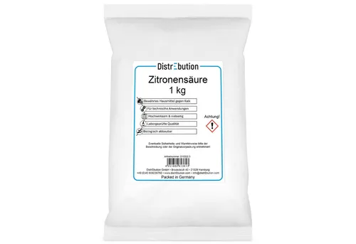 Zitronensäure Pulver 1kg - Vielseitiger Entkalker & Reiniger - Kommerzielle Allzweckreiniger mit reiner Zitronensäure, geruchslos und wasserlöslich. Ideal zum Entkalken von Geräten und Entfernen von Rost & Flecken.