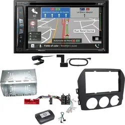 Pioneer AVIC-Z730DAB Navigation Einbauset für Mazda MX-5 NC FL - Komplettes Einbauset für Mazda MX-5 NC ab 11/2008 mit Pioneer AVIC-Z730DAB, DAB-Scheibenklebeantenne und Lenkradfernbedienungsadapter. Genießen Sie kabelloses Apple CarPlay und digitales Radio für erstklassige Unterhaltung unterwegs.