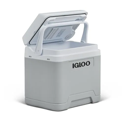 IGLOO IE24 AC/DC Kühlbox - 24L Mini-Kühlschrank für Auto & Freizeit - Vielseitige Kühlbox mit 12V und 230V Anschluss. Kühlt bis 20 °C unter Umgebungstemperatur, ideal für unterwegs oder zu Hause. Platz für 1,5L Flasche oder 30 Dosen. Energiesparender ECO-Modus für leisen Betrieb.