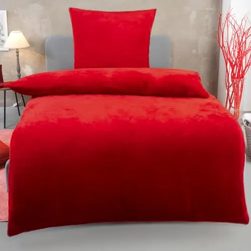 DreamHome Winter Wende Plüsch Bettwäsche 135x200 - Bettwäsche-Set in Größe 135x200 cm + 80x80 cm, aus hochflorigem Cashmere Touch Material, besonders kuschelig und warm, ideal für kalte Nächte, ÖKOTEX-zertifiziert und waschbar bei 60°.