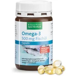 Omega-3 Fischöl-Kapseln 500 mg - 80 g - Hochwertige Kapseln mit 500 mg Fischöl, reich an essenziellen Fettsäuren. Unterstützen eine ausgewogene Ernährung und enthalten zusätzlich Vitamin E für den Zellschutz.