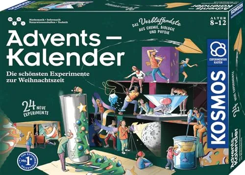 Kosmos 661083 - Die schönsten Experimente zur Weihnachtszeit - Adventskalender mit 24 spannenden Experimenten für Kinder von 8 bis 12 Jahren, ideal für lehrreiche Aha-Momente in Physik, Biologie und Chemie – der perfekte Wissenskick zur Weihnachtszeit!