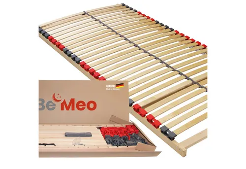 BeMeo Lattenrost Basic Extra Stabil bis 130kg - Lattenrost für bis zu 130kg, Made in Germany mit 7 ergonomischen Liegezonen für optimale Unterstützung und Geräuschdämmung, ideal für einen ruhigen Schlaf.