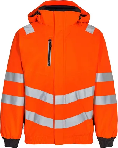 F. Engel Safety Pilotjacke, Orange/Anthrazit Grau, Gr. M - Moderne F. Engel Safety Pilotjacke in Orange/Anthrazit Grau, Größe M. Atmungsaktiv, wasser- und winddicht. Mit vielen praktischen Taschen und verstellbarer Kapuze für optimalen Tragekomfort im Arbeitsalltag.